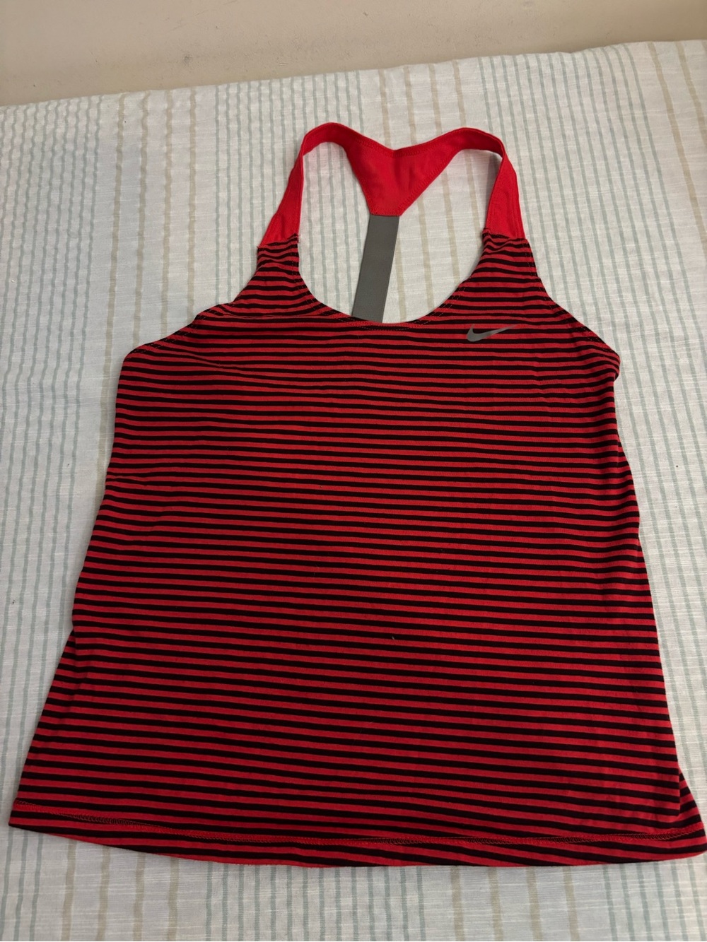 Nike Red and Black Striped Racerback Tank Top